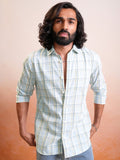 Locomotive Men Blue Checked Regular Fit Casual Shirt - Blue - Image 1
