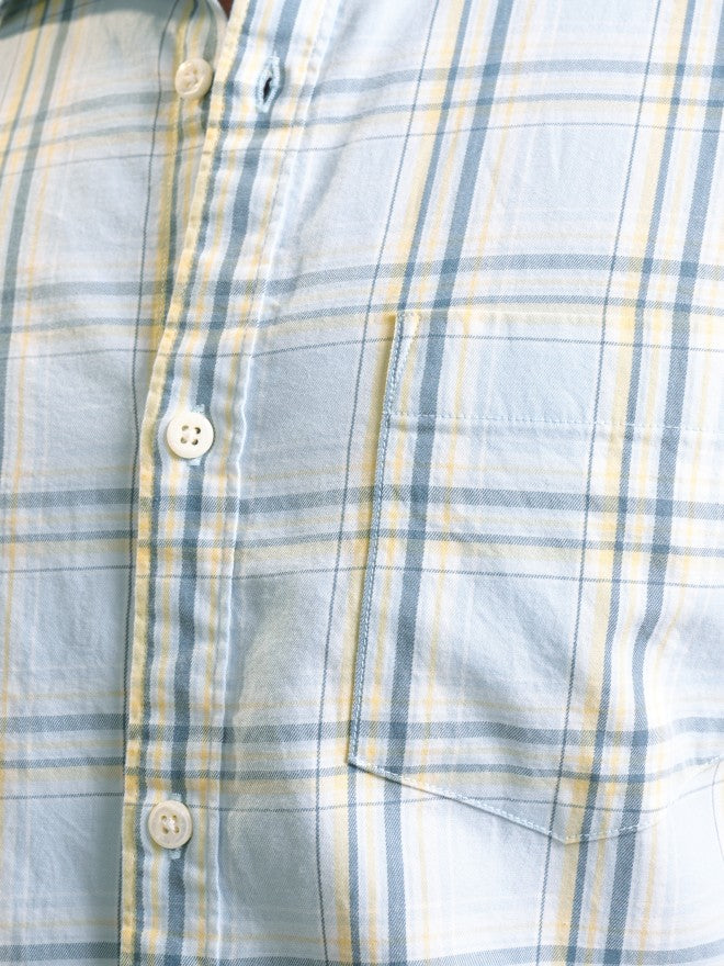 Locomotive Men Blue Checked Regular Fit Casual Shirt - Blue - Image 7