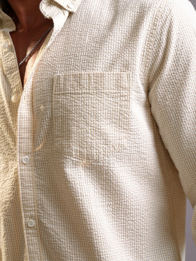 Locomotive Men Mustard Textured Regular Fit Casual Shirt - Mustard - Image 7