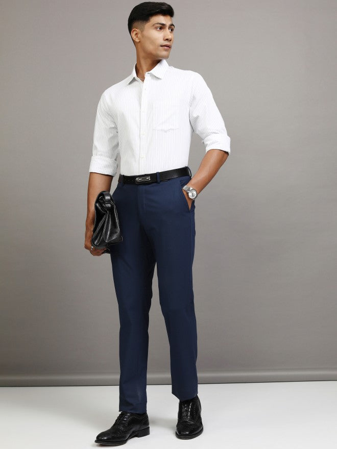 Locomotive Men White Striped Slim Fit Casual Shirt - White - Image 2