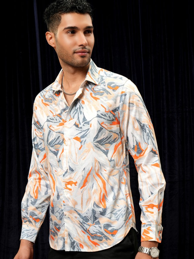 Locomotive Premium Men Multi Printed Slim Fit Casual Shirt - Multi - Image 4
