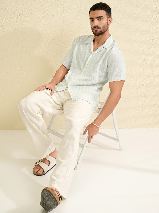 Highlander Men Blue Striped Relaxed Fit Casual Shirt - Blue - Image 2