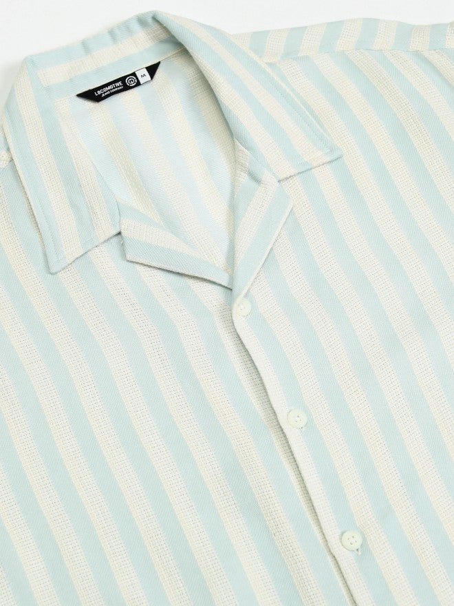 Highlander Men Blue Striped Relaxed Fit Casual Shirt - Blue - Image 7