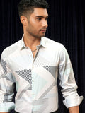 Locomotive Premium Men White Printed Slim Fit Casual Shirt - White - Image 1