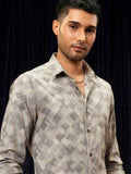 Locomotive Premium Men Beige Printed Slim Fit Casual Shirt - Beige - Image 1