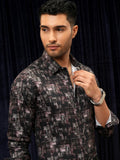 Locomotive Premium Men Purple Printed Slim Fit Casual Shirt - Purple - Image 1