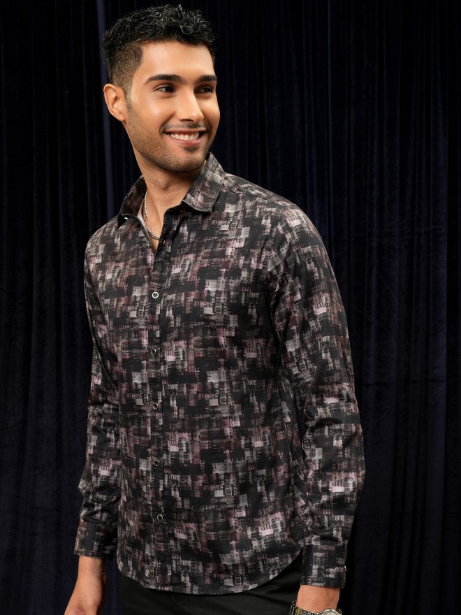 Locomotive Premium Men Purple Printed Slim Fit Casual Shirt - Purple - Image 4