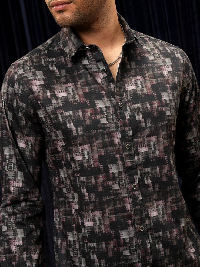 Locomotive Premium Men Purple Printed Slim Fit Casual Shirt - Purple - Image 5