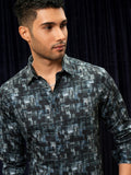 Locomotive Premium Men Teal Printed Slim Fit Casual Shirt - Teal - Image 1