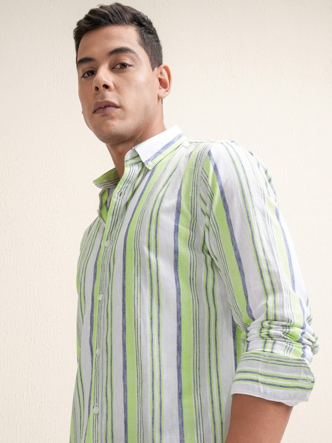 Locomotive Premium Men Multi Striped Regular Fit Casual Shirt - Multi - Image 1