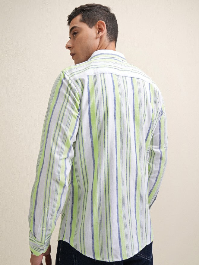 Locomotive Premium Men Multi Striped Regular Fit Casual Shirt - Multi - Image 3