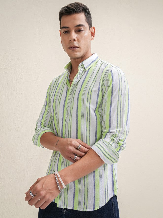 Locomotive Premium Men Multi Striped Regular Fit Casual Shirt - Multi - Image 4