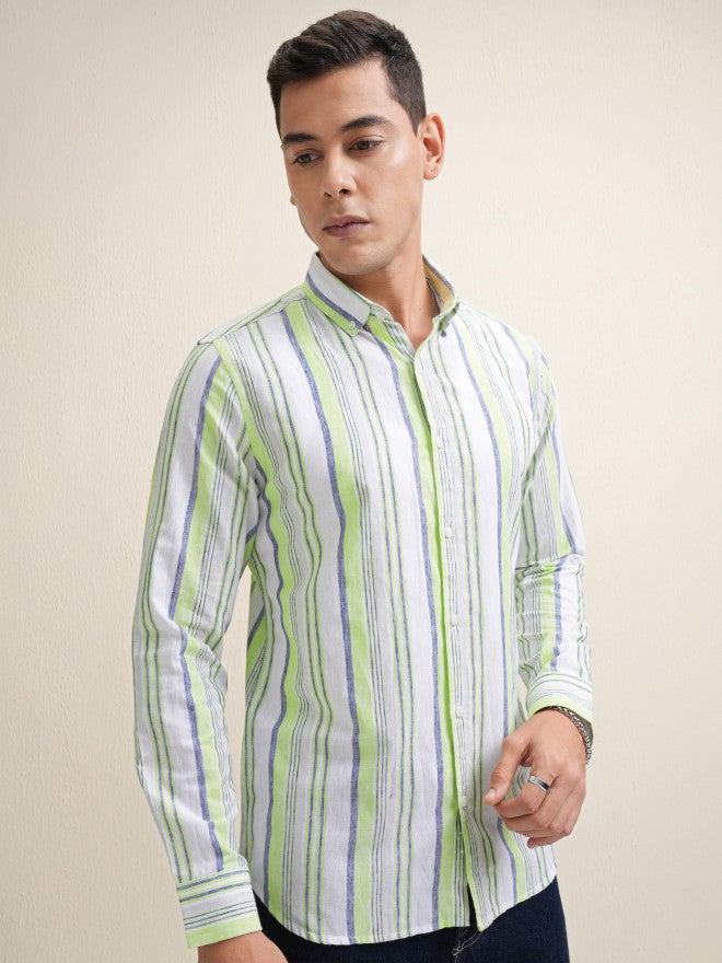 Locomotive Premium Men Multi Striped Regular Fit Casual Shirt - Multi - Image 6