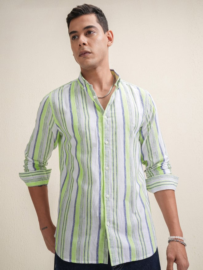Locomotive Premium Men Multi Striped Regular Fit Casual Shirt - Multi - Image 7