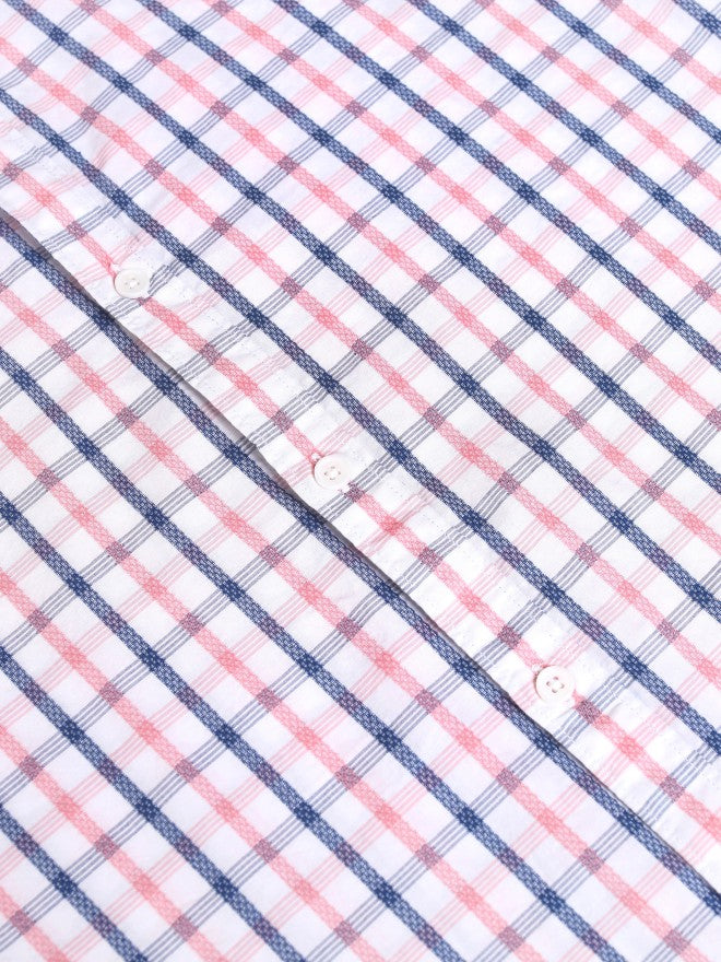 Locomotive Premium Men White Checked Regular Fit Casual Shirt - White - Image 8