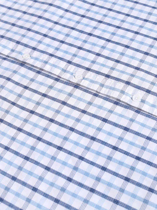 Locomotive Premium Men White Checked Regular Fit Casual Shirt - White - Image 8
