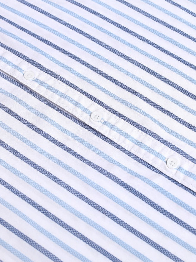 Locomotive Premium Men White Striped Regular Fit Casual Shirt - White - Image 8