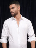 Locomotive Premium Men White Self Design Slim Fit Casual Shirt - White - Image 1