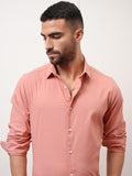 Locomotive Premium Men Peach Solid Slim Fit Casual Shirt - Peach - Image 1
