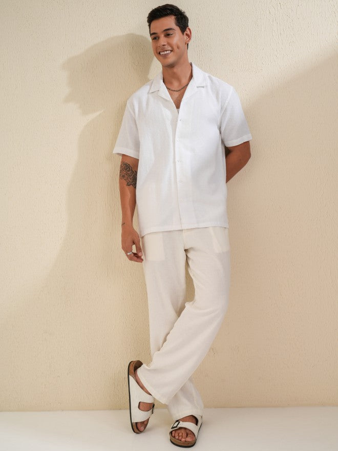 Locomotive Men White Self Design Relaxed Fit Casual Shirt - White - Image 2