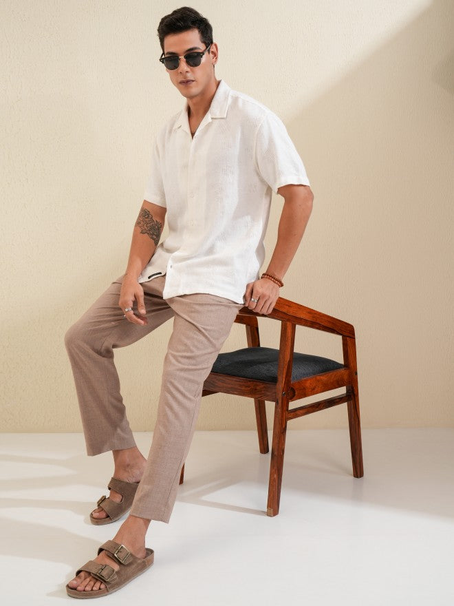 Locomotive Men White Textured Relaxed Fit Casual Shirt - White - Image 2