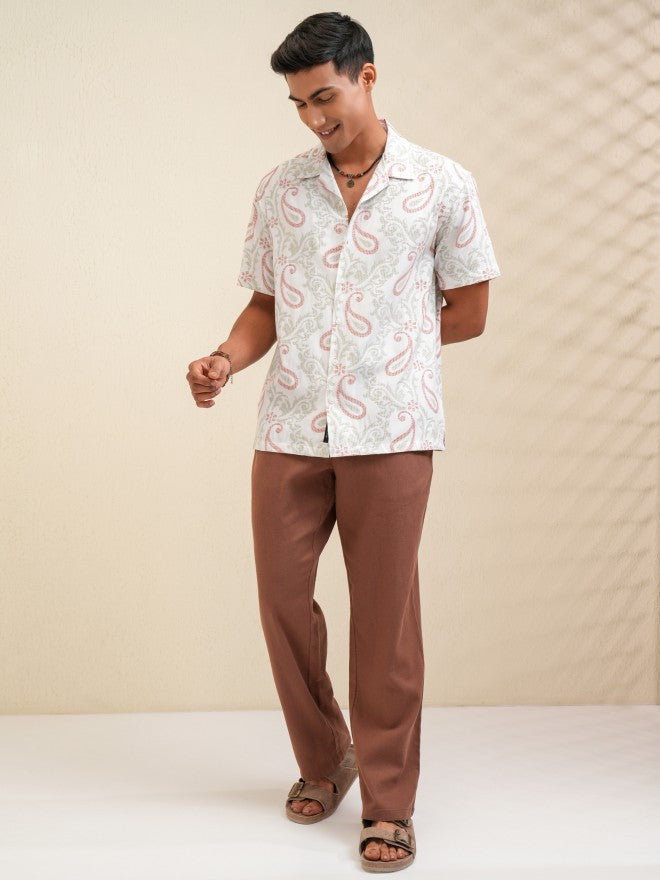 Locomotive Men White Printed Relaxed Fit Casual Shirt - White - Image 2