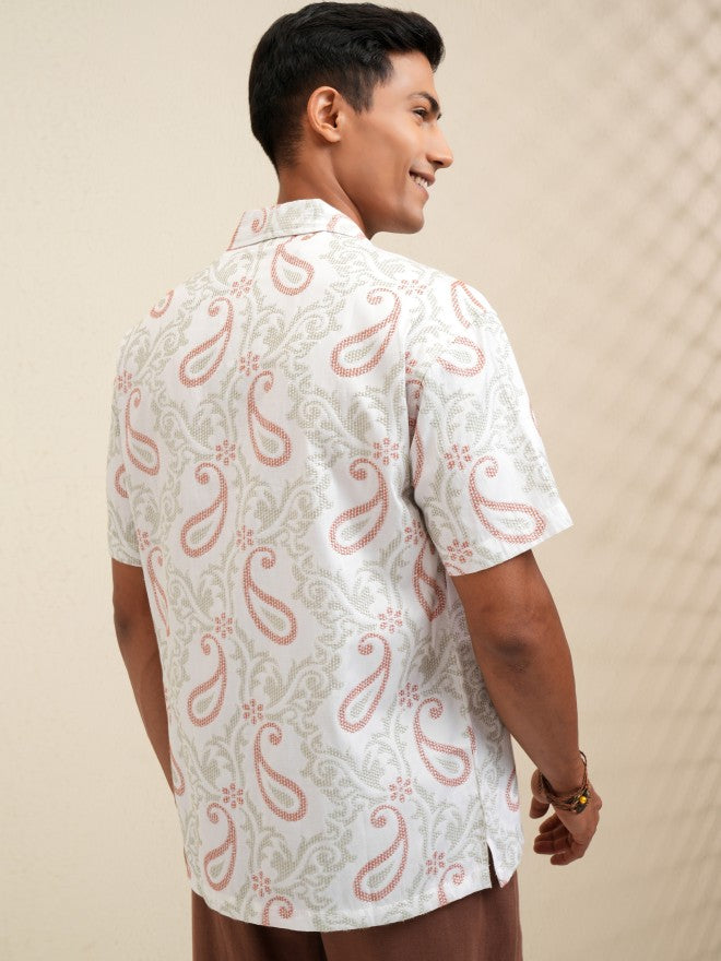 Locomotive Men White Printed Relaxed Fit Casual Shirt - White - Image 3