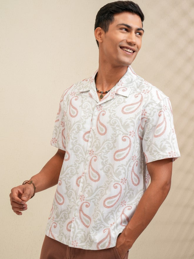 Locomotive Men White Printed Relaxed Fit Casual Shirt - White - Image 4