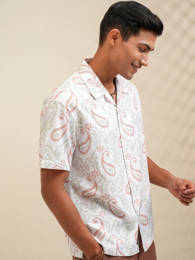 Locomotive Men White Printed Relaxed Fit Casual Shirt - White - Image 6