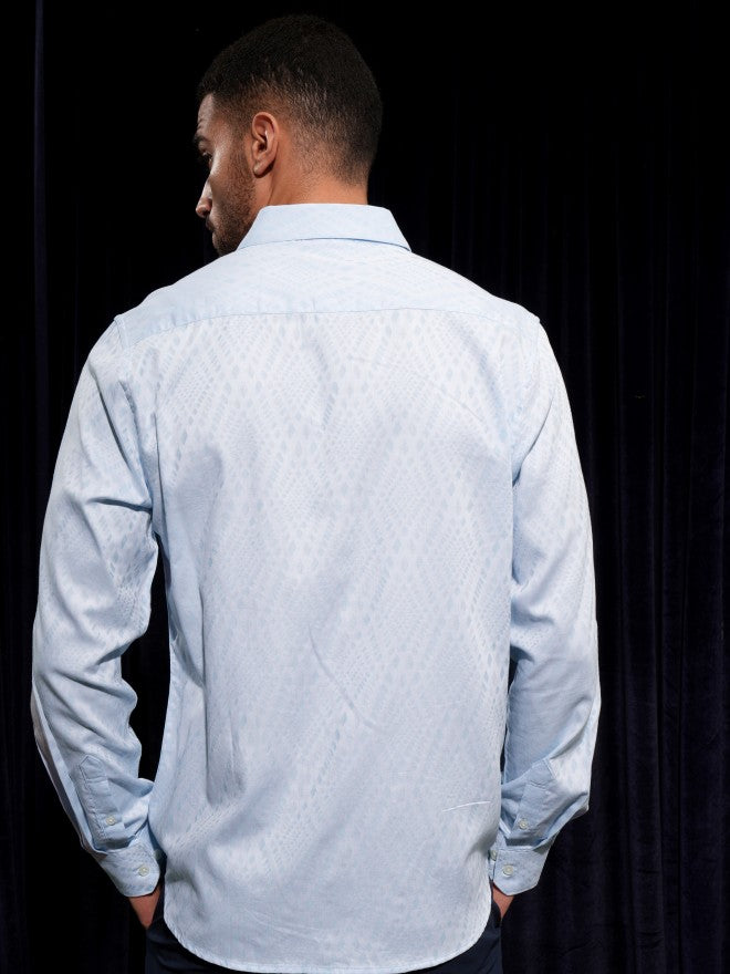 Locomotive Men Blue Printed Slim Fit Casual Shirt - Blue - Image 3