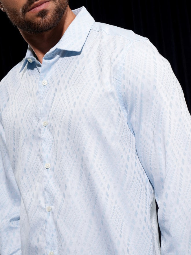 Locomotive Men Blue Printed Slim Fit Casual Shirt - Blue - Image 5