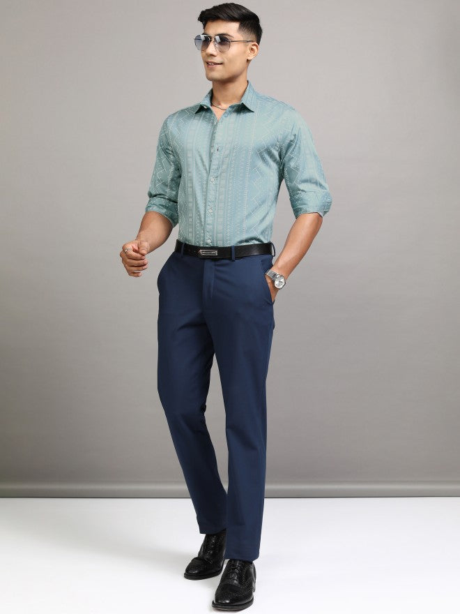 Locomotive Men Teal Printed Slim Fit Casual Shirt - Teal - Image 2