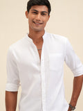 Locomotive Men White Textured Regular Fit Casual Shirt - White - Image 1