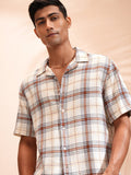 Locomotive Men Off White Checked Relaxed Fit Casual Shirt - Off White - Image 1