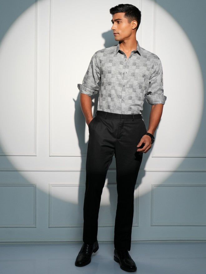 Locomotive Men Grey Printed Slim Fit Casual Shirt - Grey - Image 2