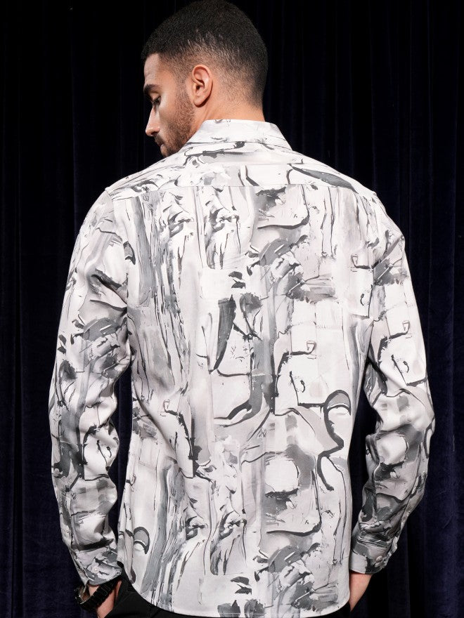 Locomotive Men Pink Printed Slim Fit Casual Shirt - White - Image 3