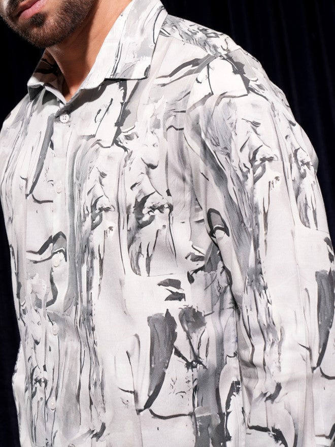Locomotive Men Pink Printed Slim Fit Casual Shirt - White - Image 5