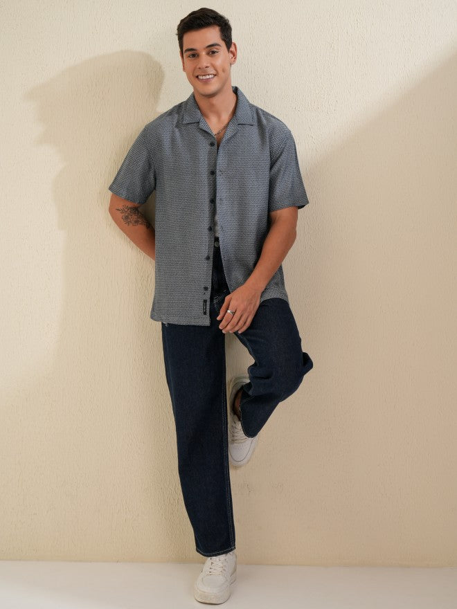 Locomotive Men Blue Printed Relaxed Fit Casual Shirt - Blue - Image 2