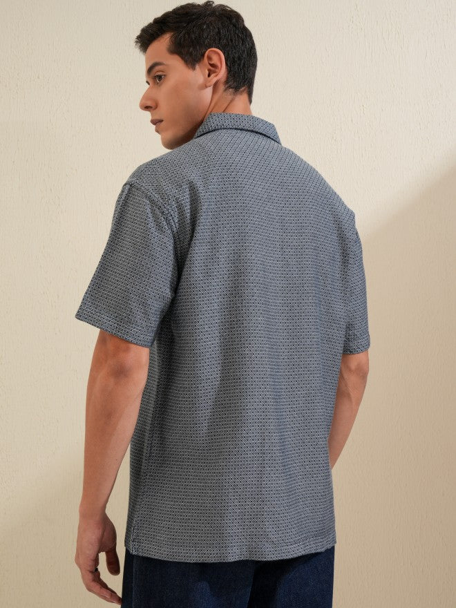 Locomotive Men Blue Printed Relaxed Fit Casual Shirt - Blue - Image 3