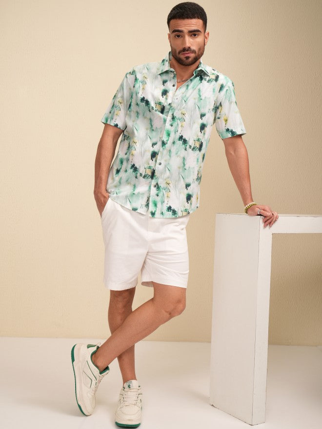Locomotive Men Green Printed Relaxed Fit Casual Shirt - Green - Image 2