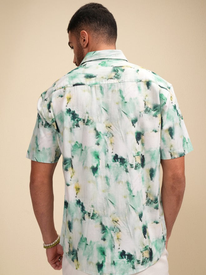 Locomotive Men Green Printed Relaxed Fit Casual Shirt - Green - Image 3