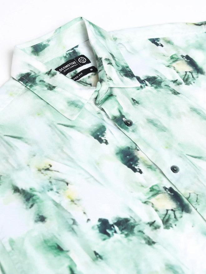 Locomotive Men Green Printed Relaxed Fit Casual Shirt - Green - Image 7