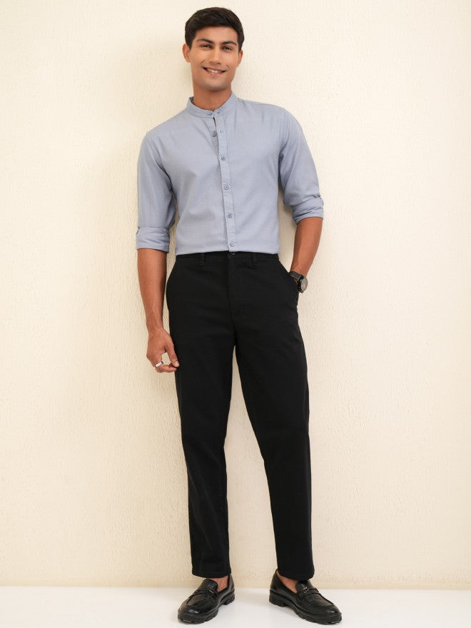 Locomotive Men Blue Textured Regular Fit Casual Shirt - Blue - Image 2