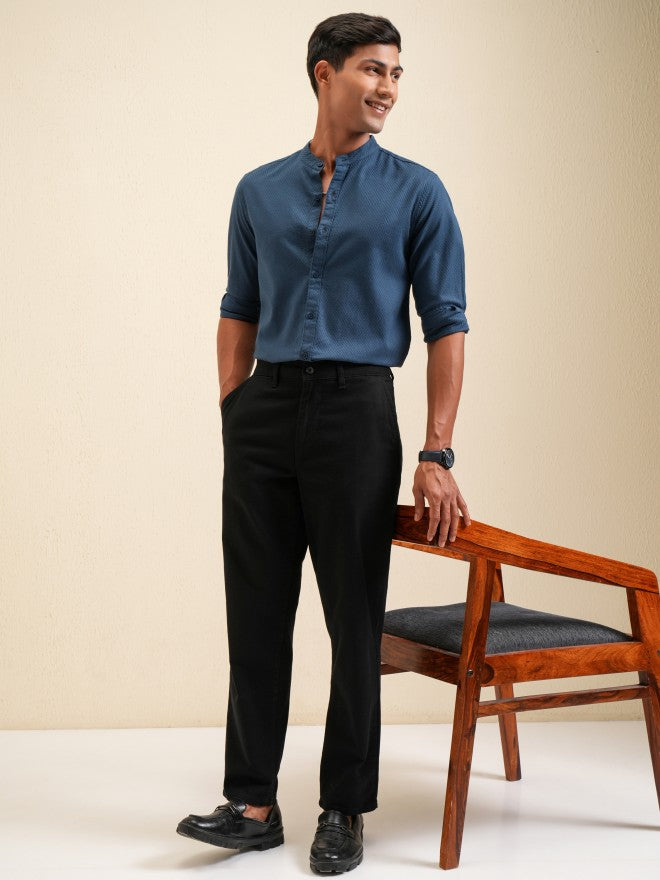 Locomotive Men Teal Self Design Regular Fit Casual Shirt - Teal - Image 2