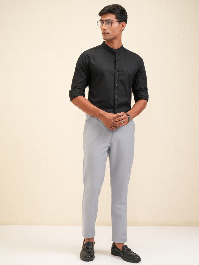 Locomotive Men Black Textured Regular Fit Casual Shirt - Black - Image 2