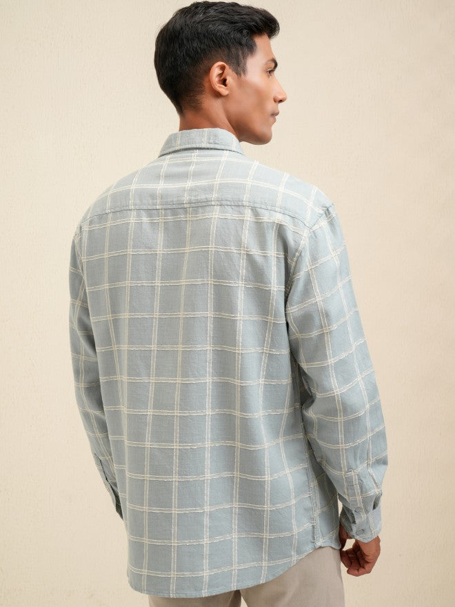 Locomotive Men Green Checked Relaxed Fit Casual Shirt - Green - Image 3