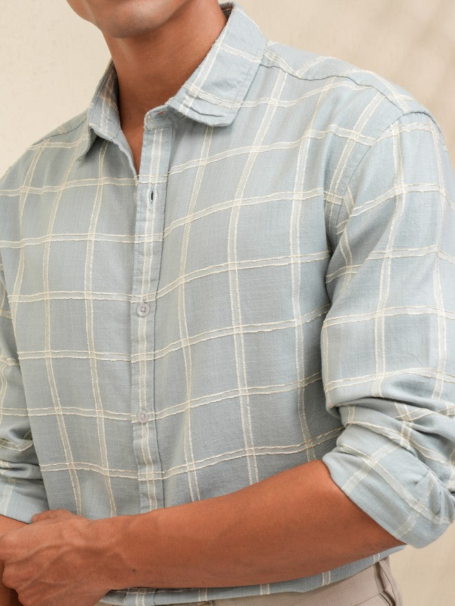 Locomotive Men Green Checked Relaxed Fit Casual Shirt - Green - Image 5