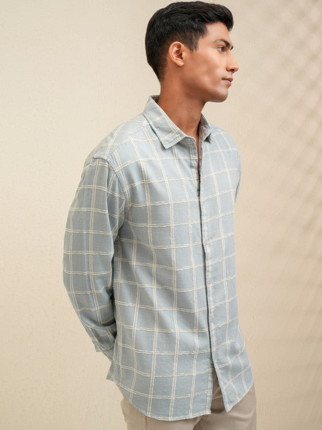 Locomotive Men Green Checked Relaxed Fit Casual Shirt - Green - Image 6