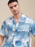 Locomotive Men Blue Printed Relaxed Fit Casual Shirt - Blue - Image 1