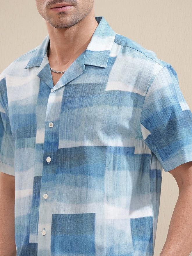 Locomotive Men Blue Printed Relaxed Fit Casual Shirt - Blue - Image 5